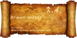 Krausz Anikó névjegykártya