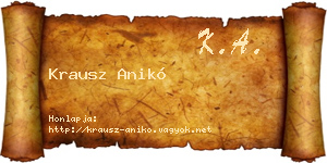 Krausz Anikó névjegykártya
